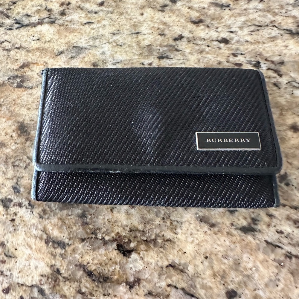 Burberry Black Key Card Holder with Textured Design